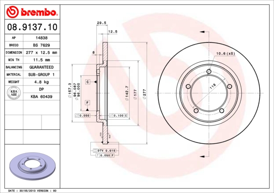 BREMBO 08.9137.10 Brzdový...