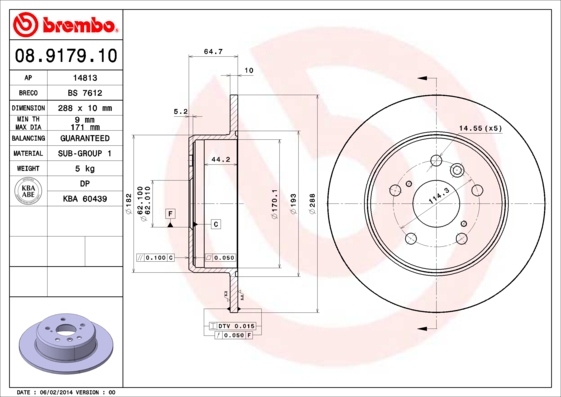 BREMBO 08.9179.10 Discofreno