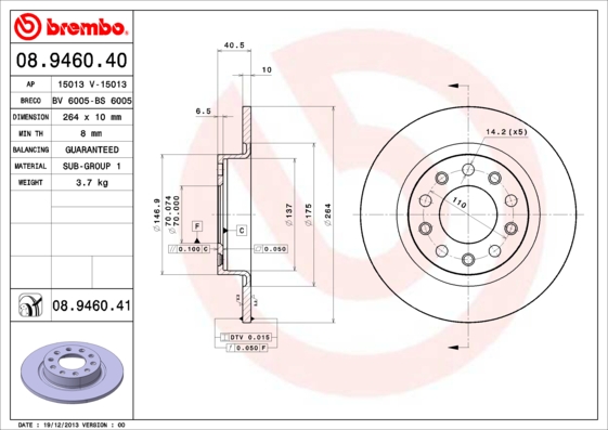 BREMBO 08.9460.41 Bremsscheibe