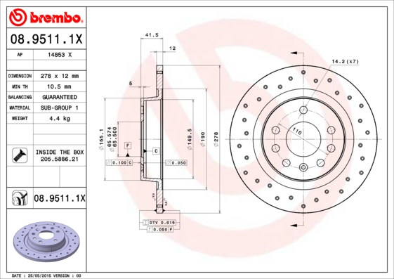 BREMBO 08.9511.1X Brzdový...