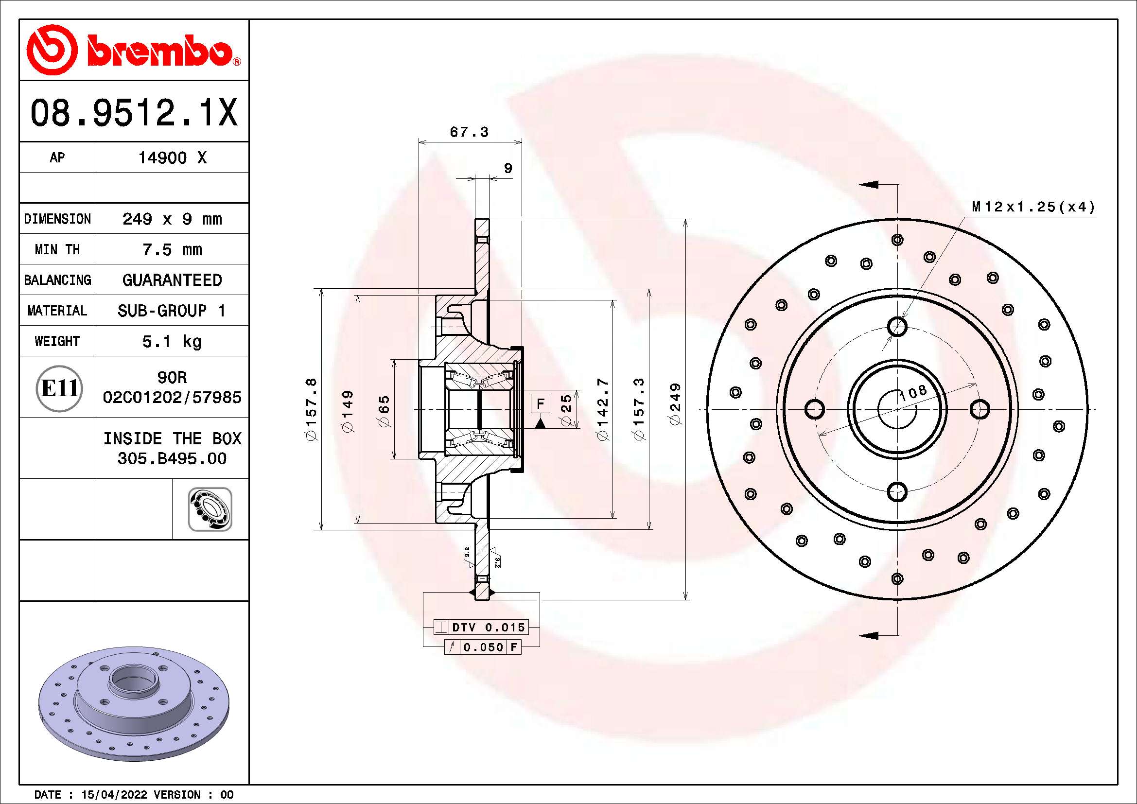 BREMBO 08.9512.1X XTRA LINE...