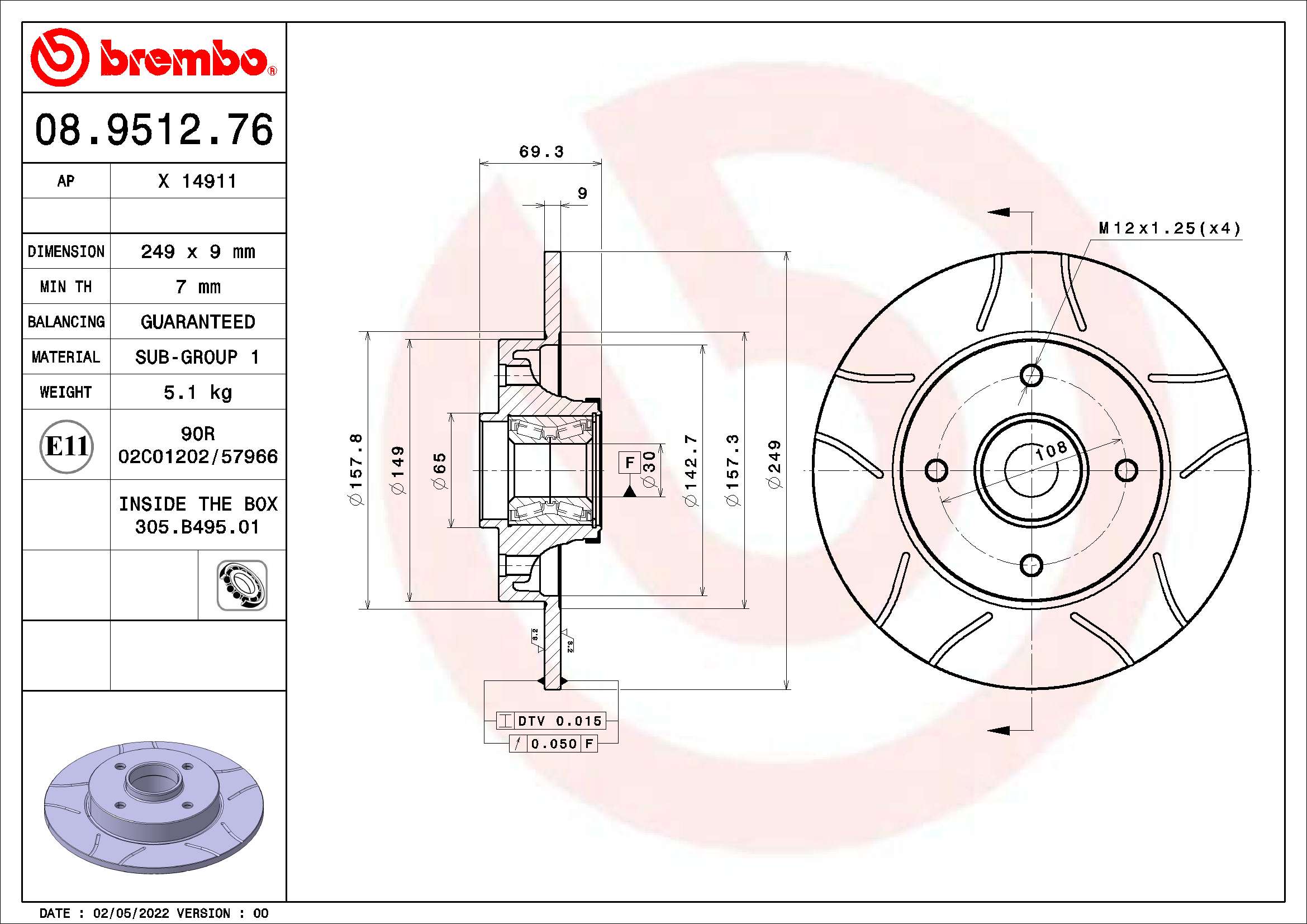 BREMBO 08.9512.76 XTRA LINE...