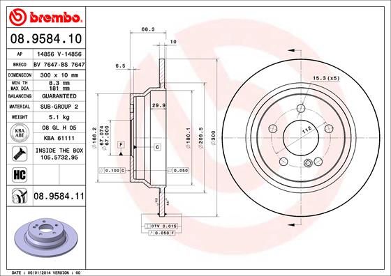 BREMBO 08.9584.11 Discofreno