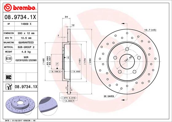 BREMBO 08.9734.1X XTRA LINE...