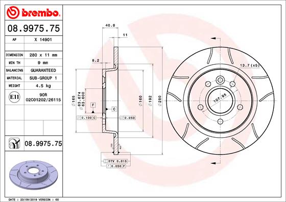 BREMBO 08.9975.75 Bremsscheibe