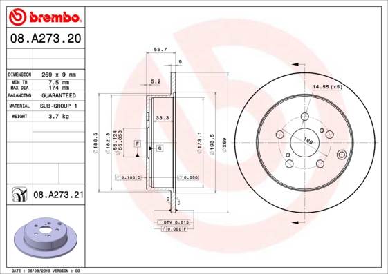 BREMBO 08.A273.21 Brzdový...