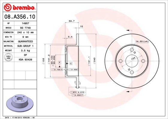 BREMBO 08.A356.10 Brzdový...