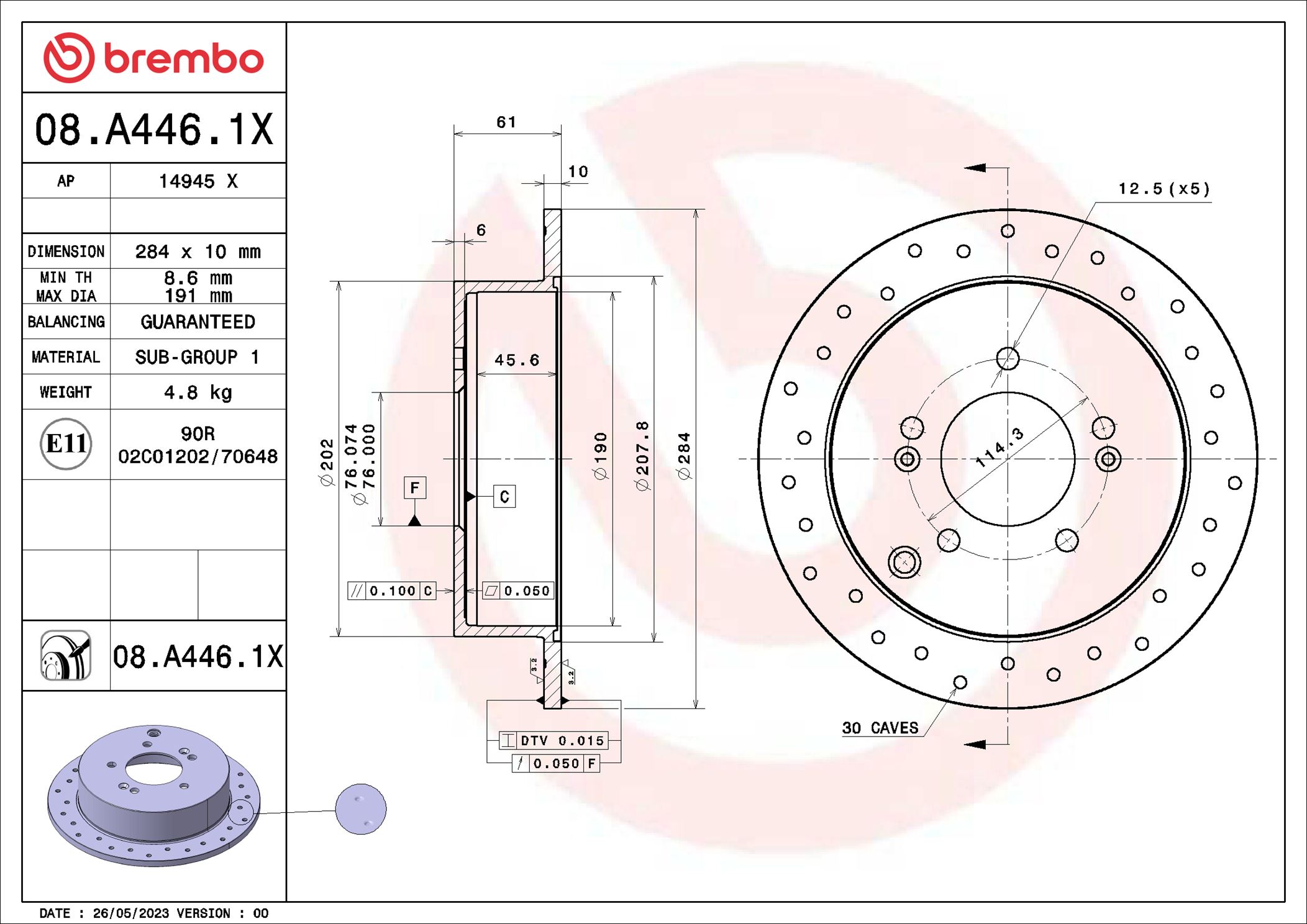 BREMBO 08.A446.1X XTRA LINE...