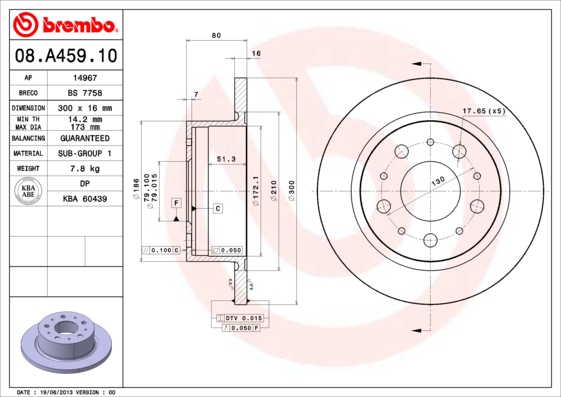 BREMBO 08.A459.10 Bremsscheibe