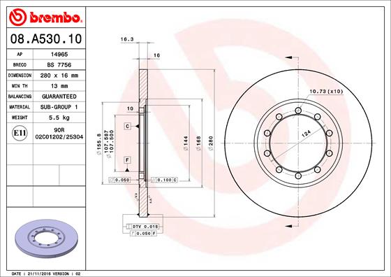 BREMBO 08.A530.10 Bremsscheibe