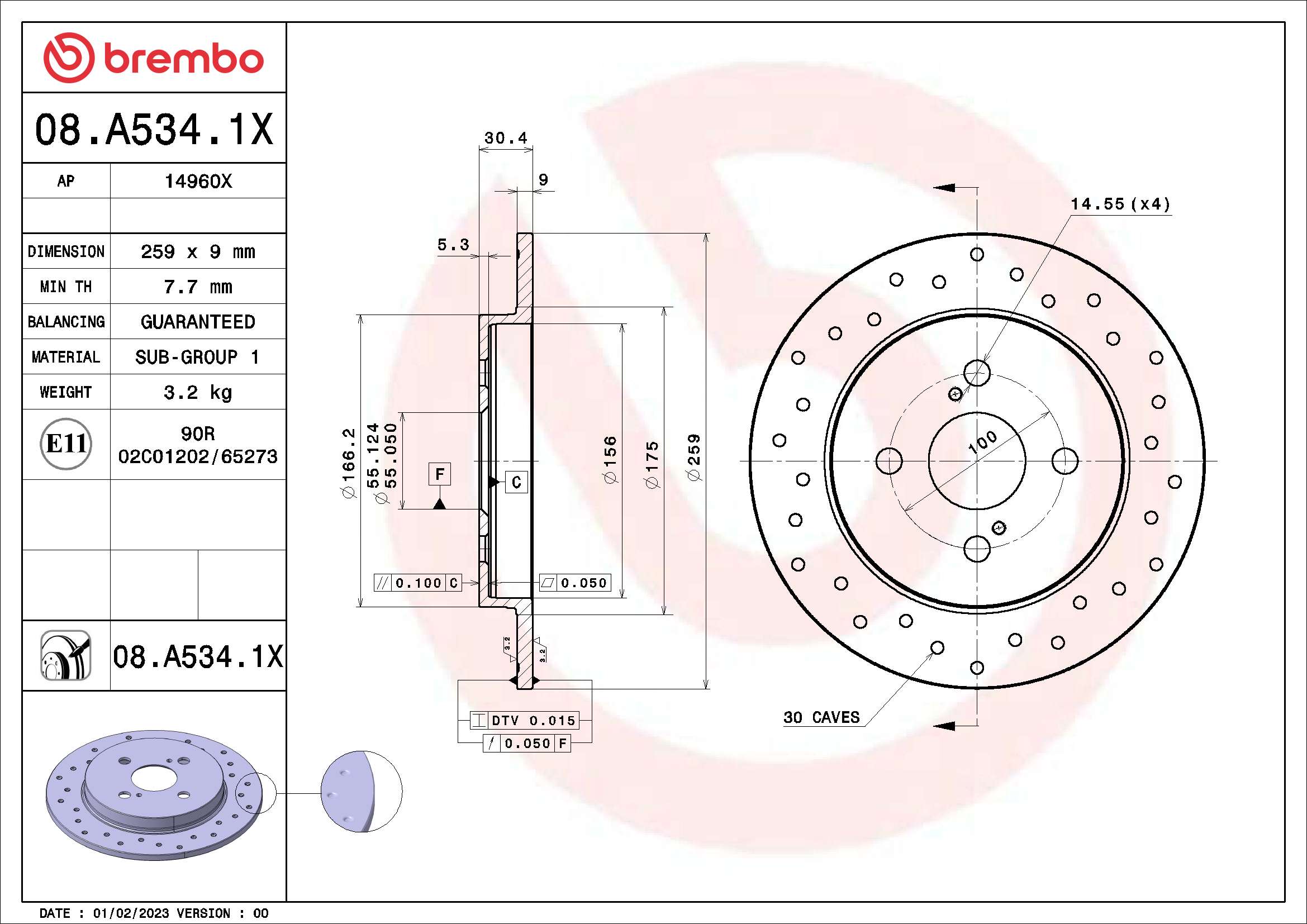 BREMBO 08.A534.1X XTRA LINE...