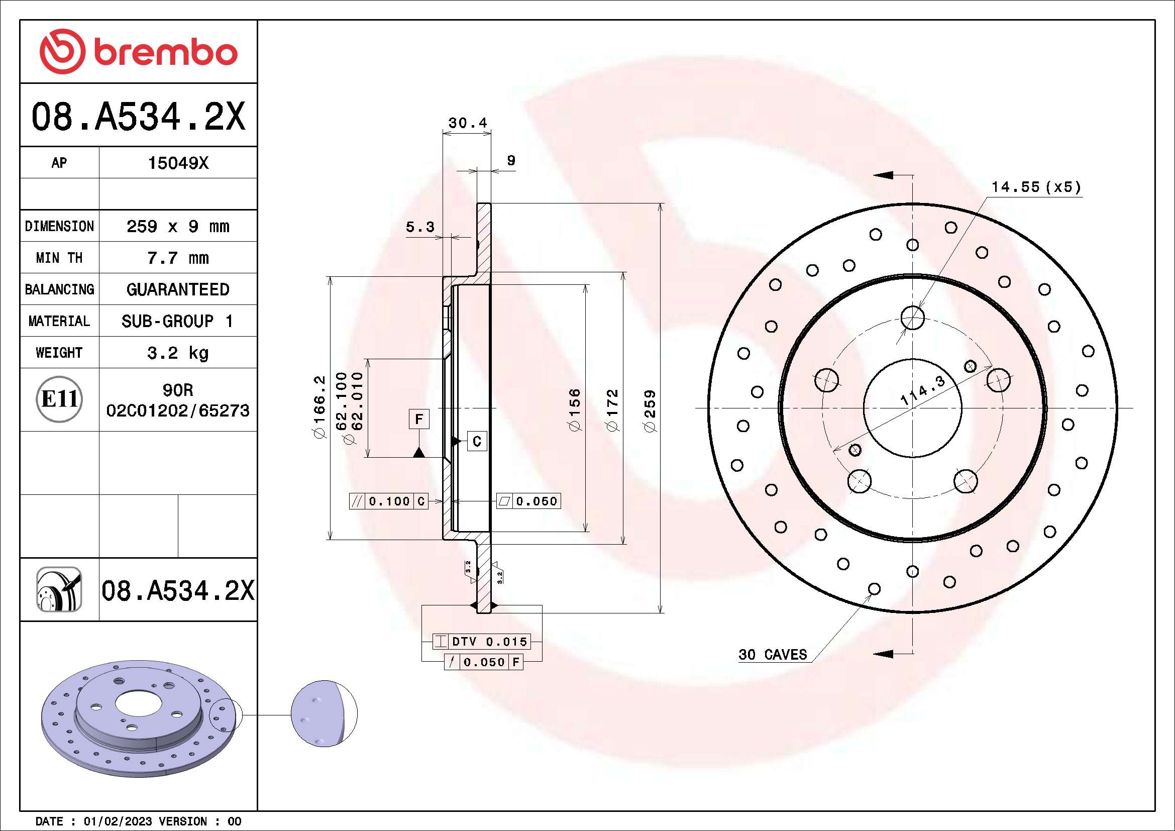 BREMBO 08.A534.2X XTRA LINE...