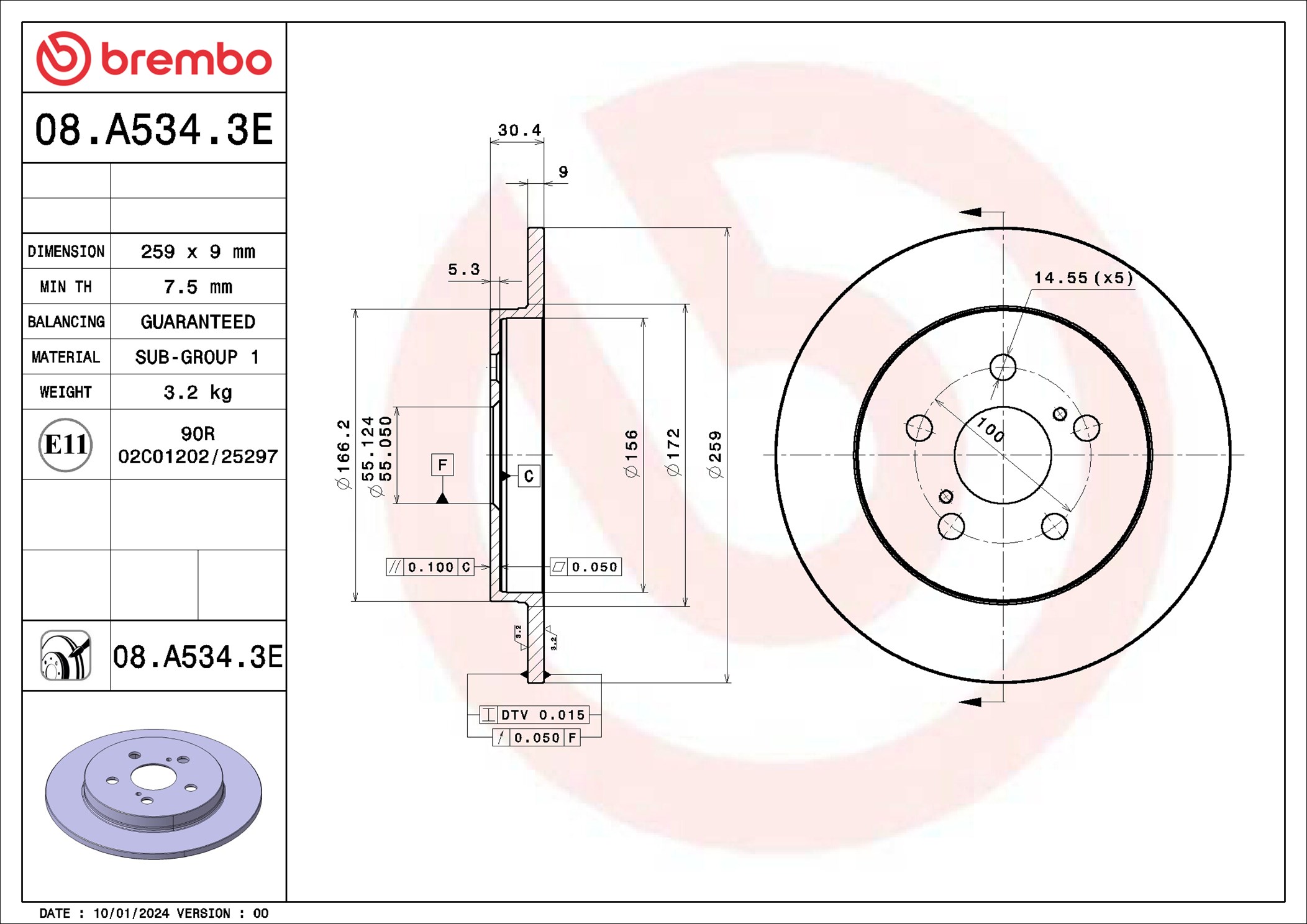 BREMBO 08.A534.3E BEYOND LINE - EV Bremsscheibe