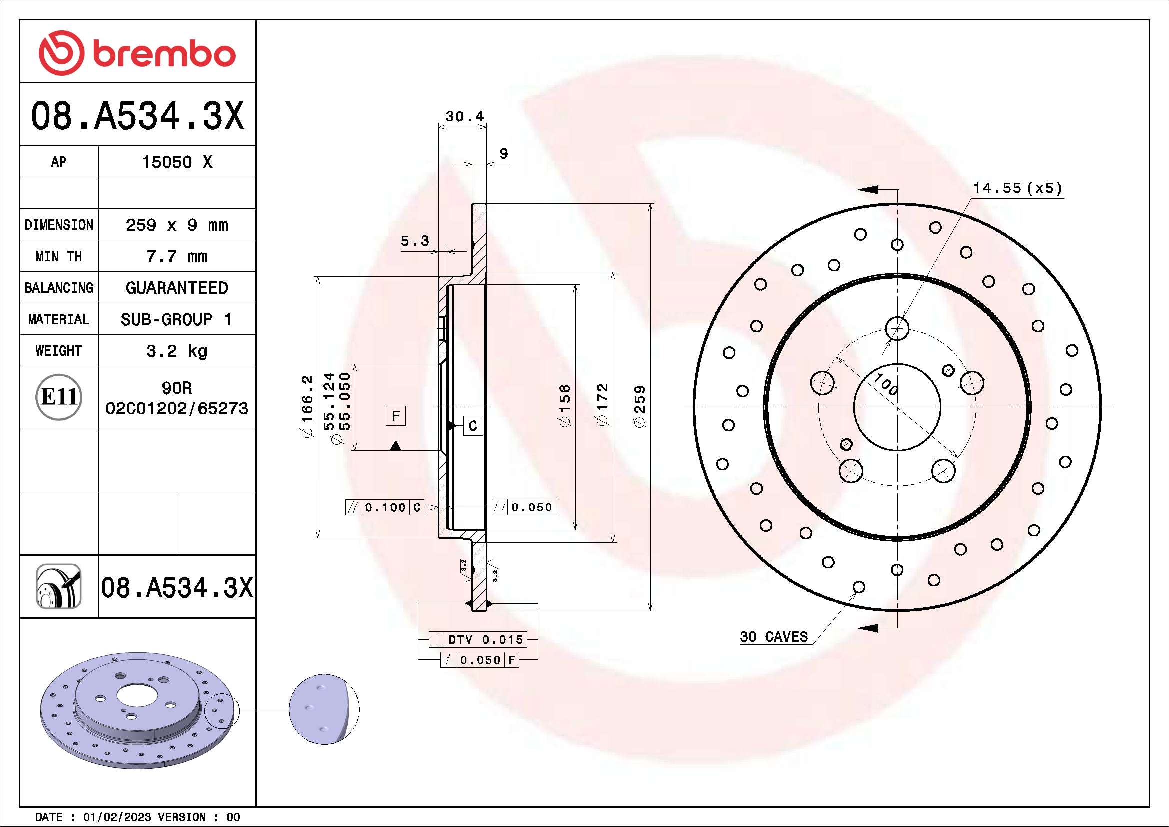 BREMBO 08.A534.3X XTRA LINE...