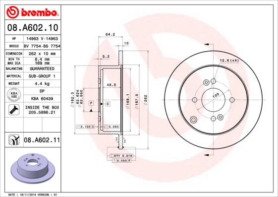 BREMBO 08.A602.11 Brzdový...