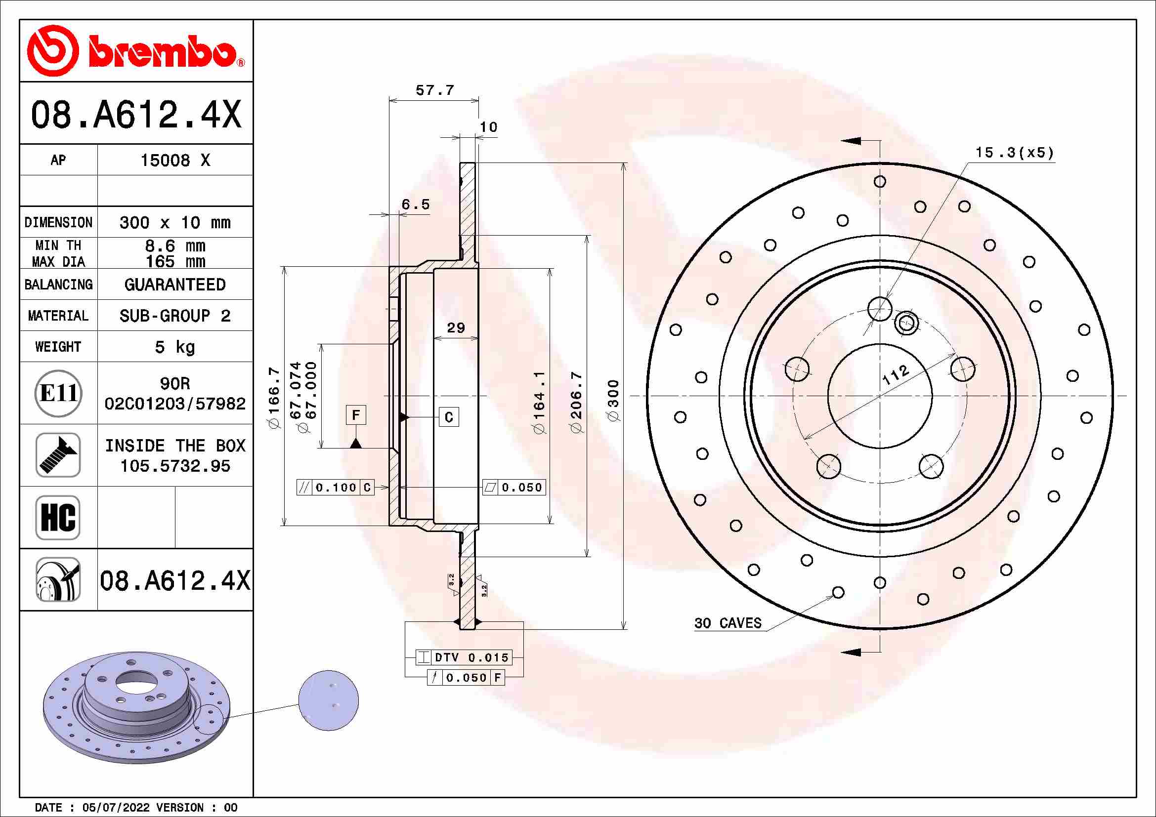 BREMBO 08.A612.4X XTRA LINE...
