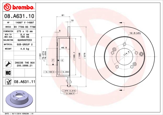 BREMBO 08.A631.11 Bremsscheibe