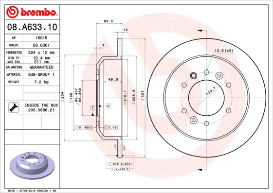 BREMBO 08.A633.10 Brzdový...