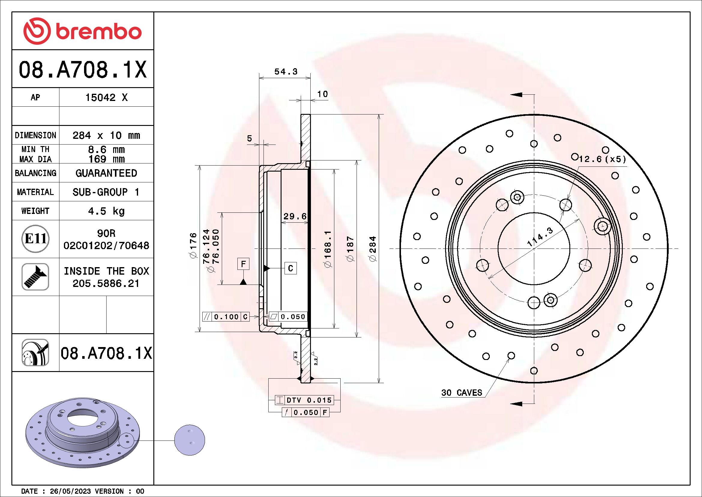 BREMBO 08.A708.1X XTRA LINE...