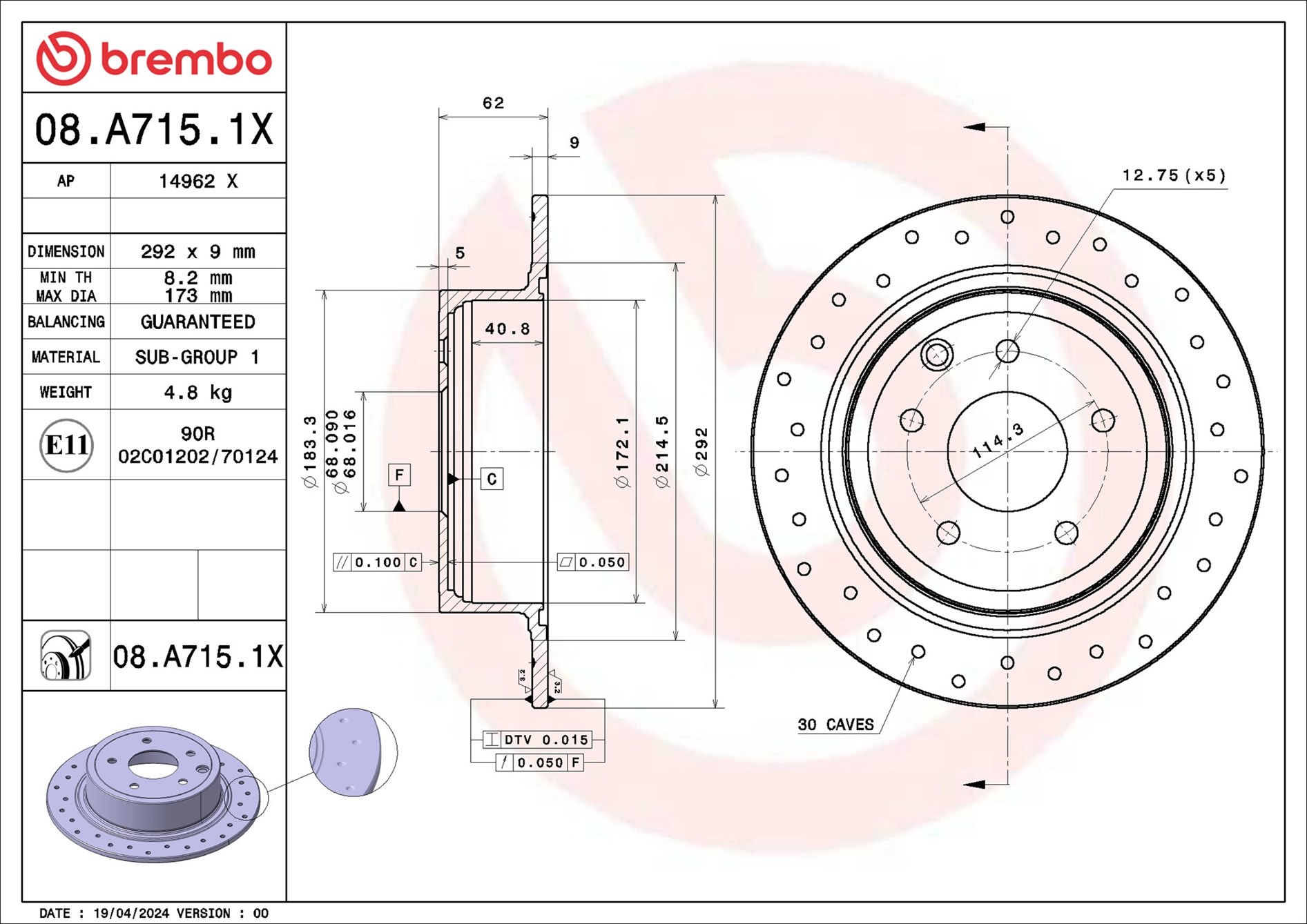 BREMBO 08.A715.1X XTRA LINE...