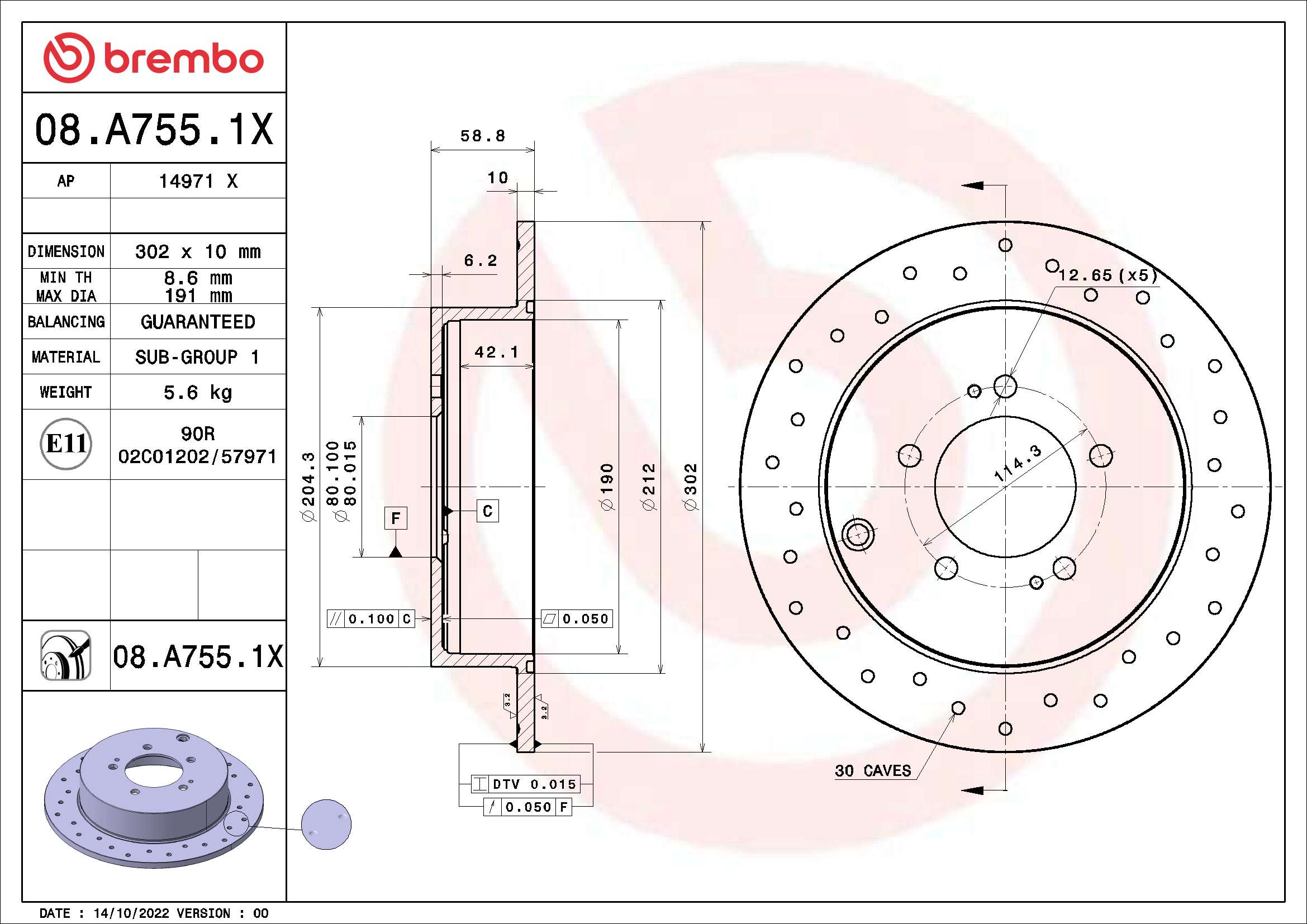 BREMBO 08.A755.1X XTRA LINE...