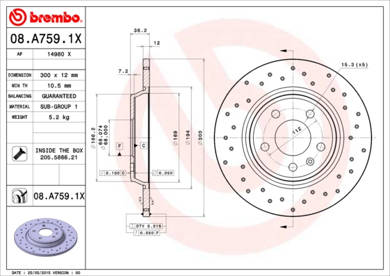 BREMBO 08.A759.1X XTRA LINE...