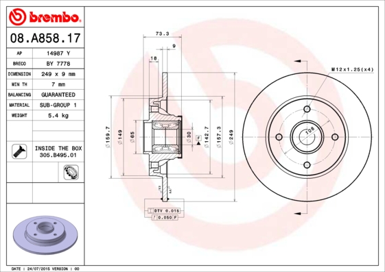 BREMBO 08.A858.17 PRIME...