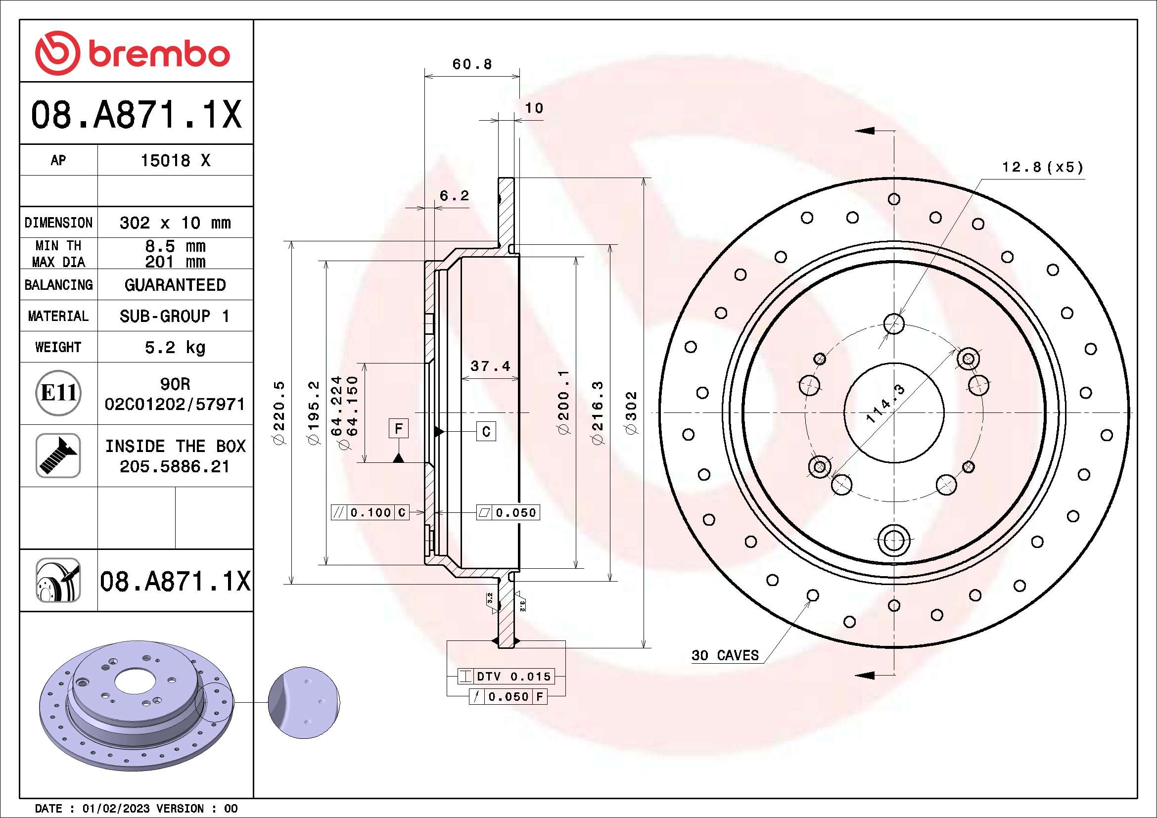 BREMBO 08.A871.1X XTRA LINE...