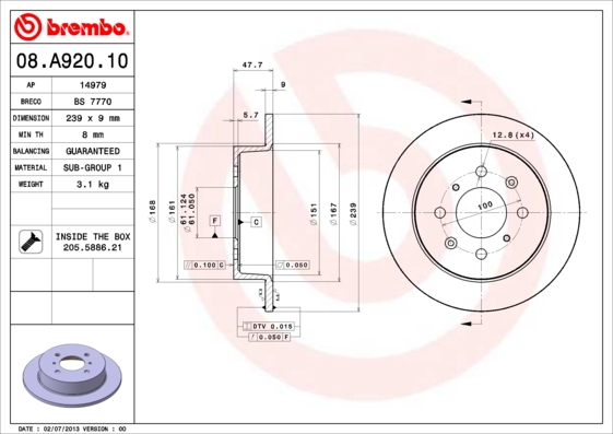 BREMBO 08.A920.10 Brzdový...