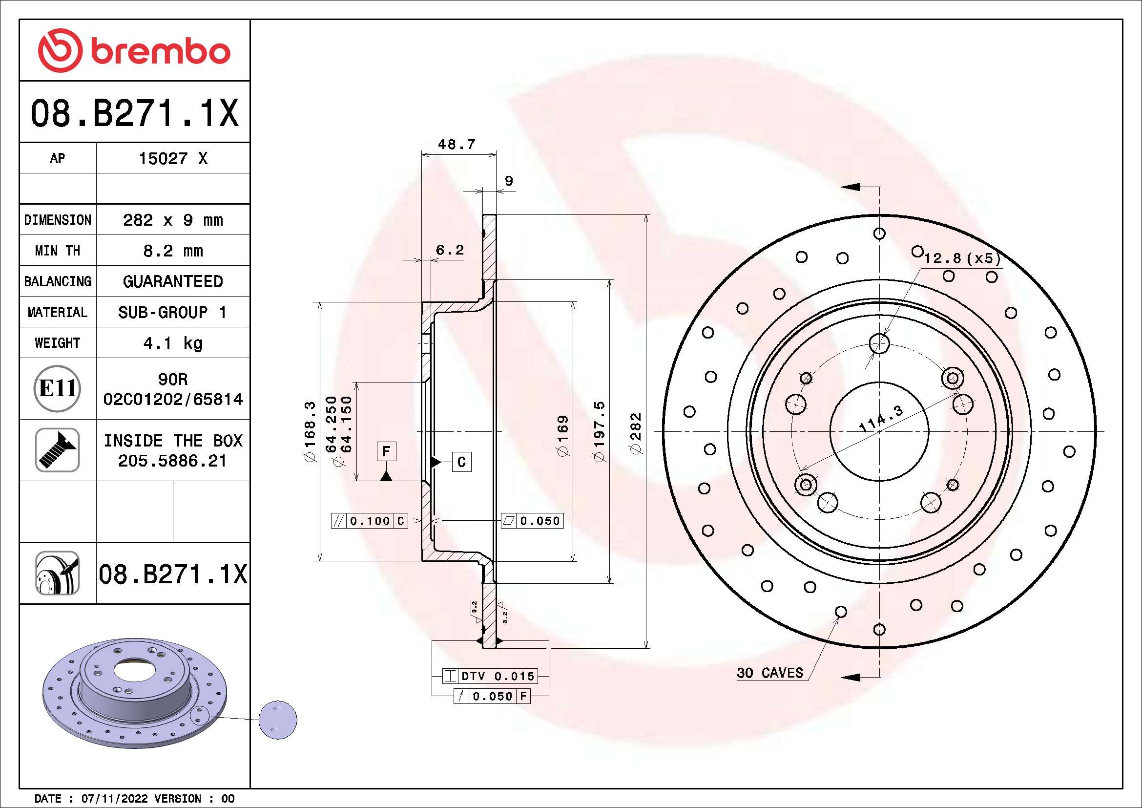 BREMBO 08.B271.1X XTRA LINE...