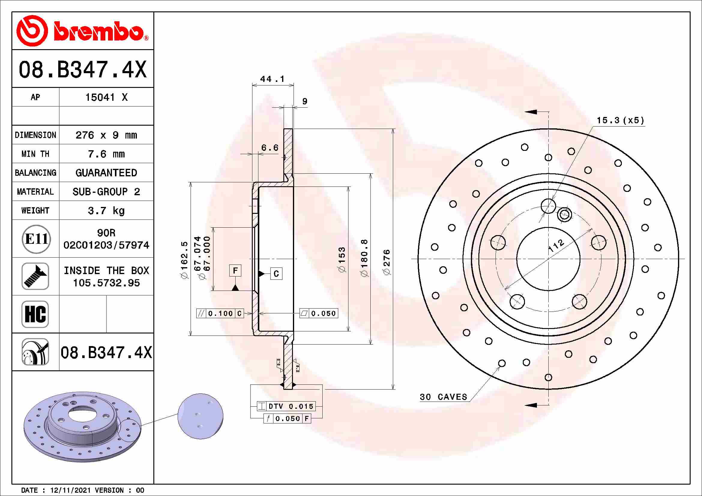 BREMBO 08.B347.4X XTRA LINE...