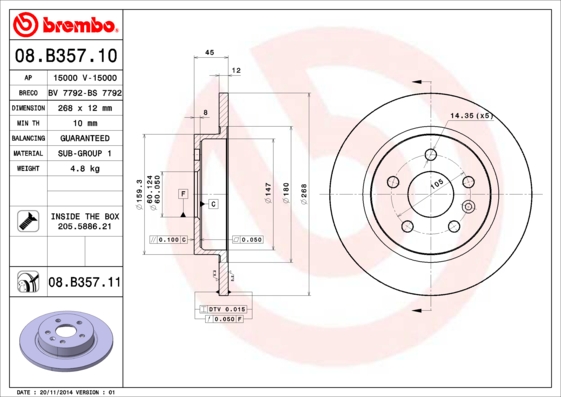 BREMBO 08.B357.11 PRIME...