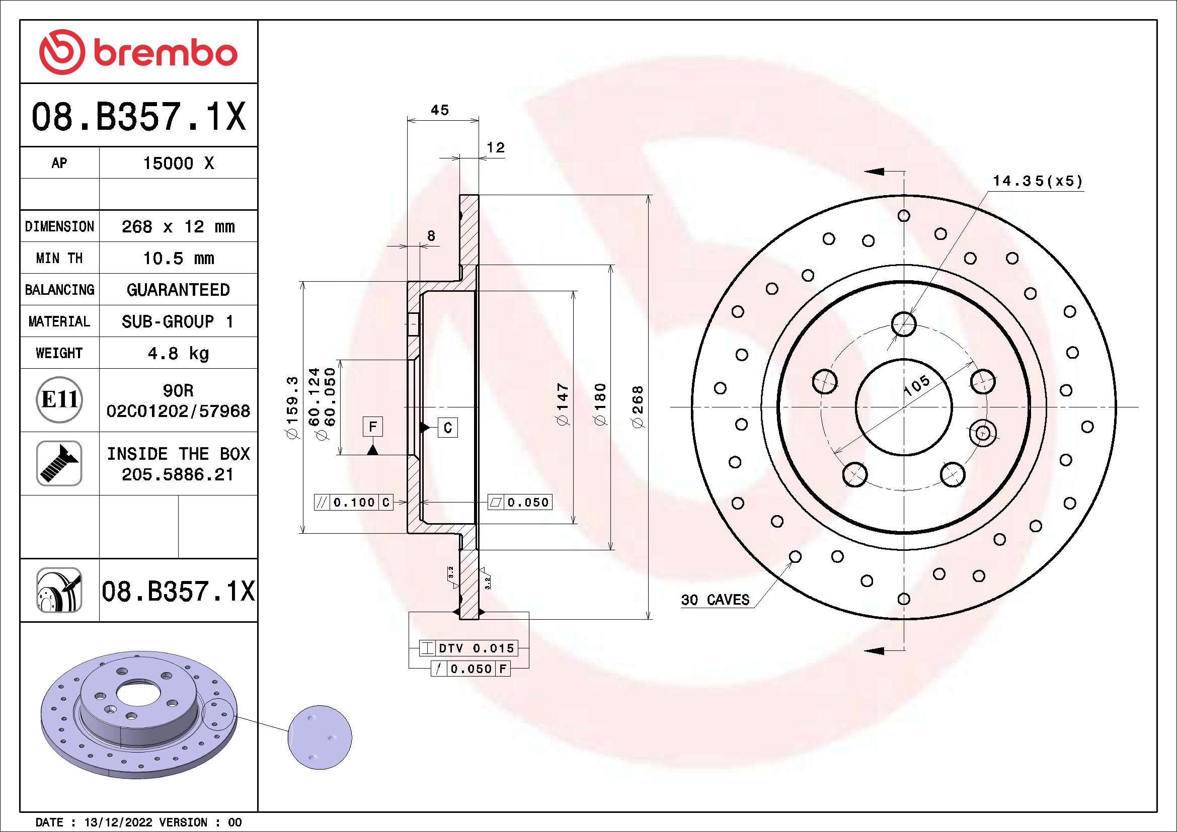 BREMBO 08.B357.1X XTRA LINE...