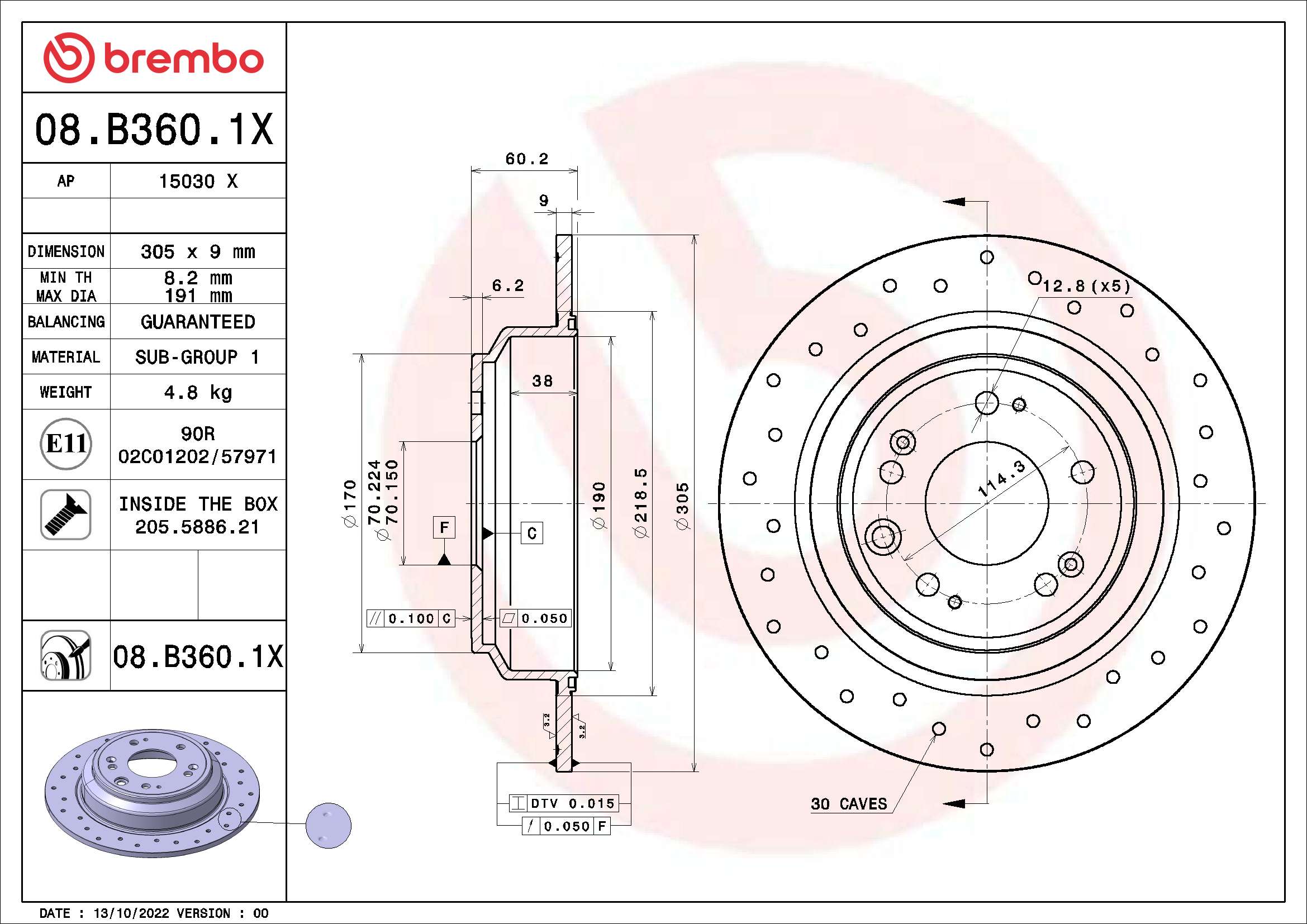 BREMBO 08.B360.1X XTRA LINE...