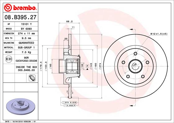 BREMBO 08.B395.27 Brzdový...