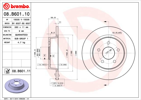 BREMBO 08.B601.10 PRIME...