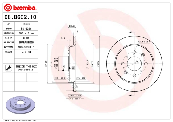 BREMBO 08.B602.10 Bremsscheibe