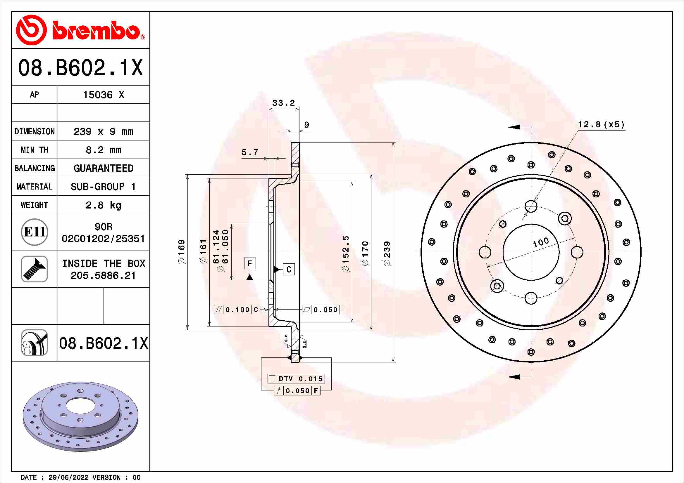 BREMBO 08.B602.1X XTRA LINE...