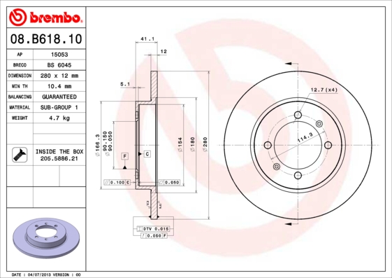 BREMBO 08.B618.10 Bremsscheibe