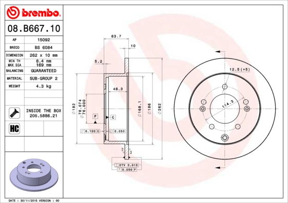 BREMBO 08.B667.11 Bremsscheibe