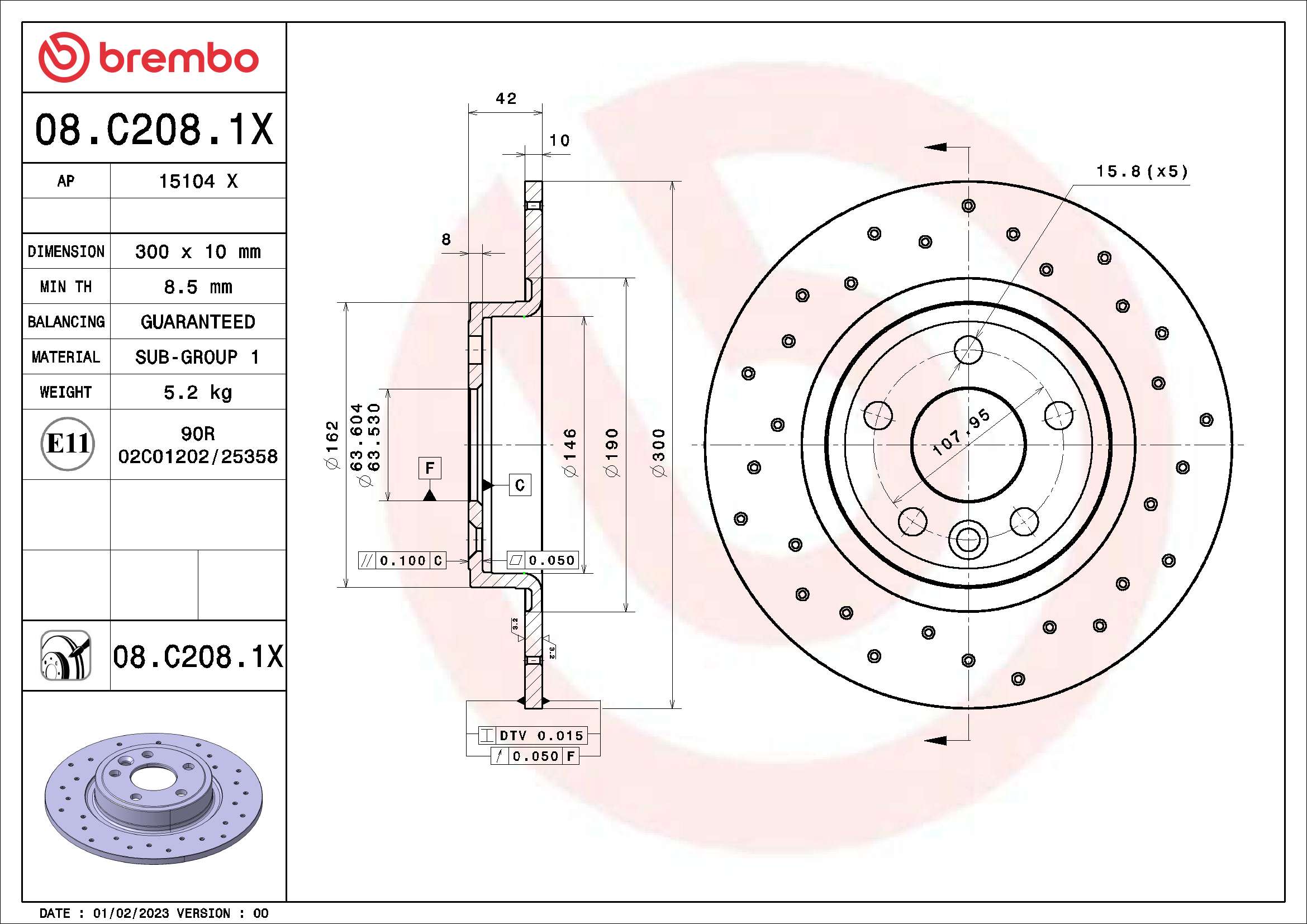 BREMBO 08.C208.1X XTRA LINE...