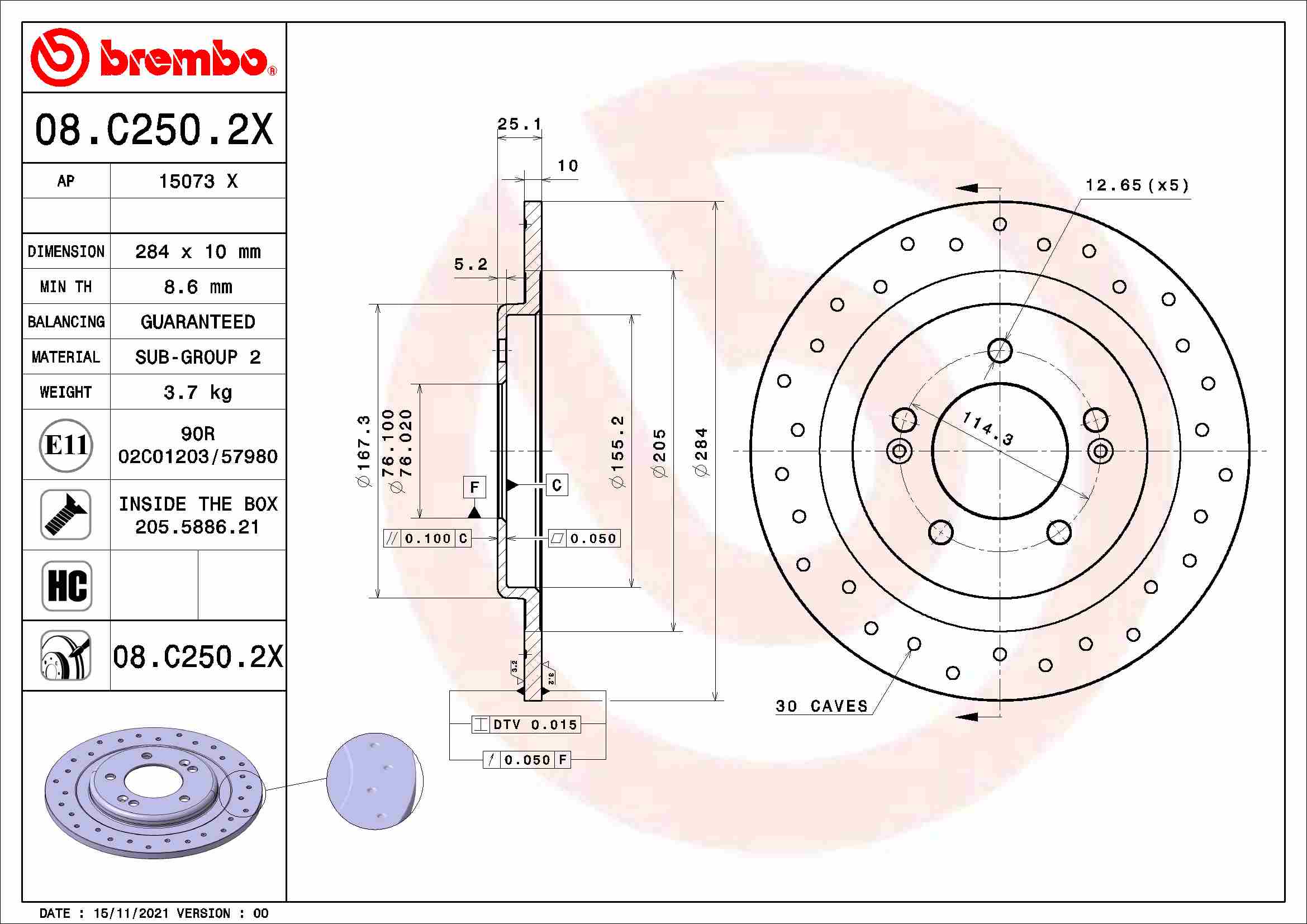 BREMBO 08.C250.2X XTRA LINE...