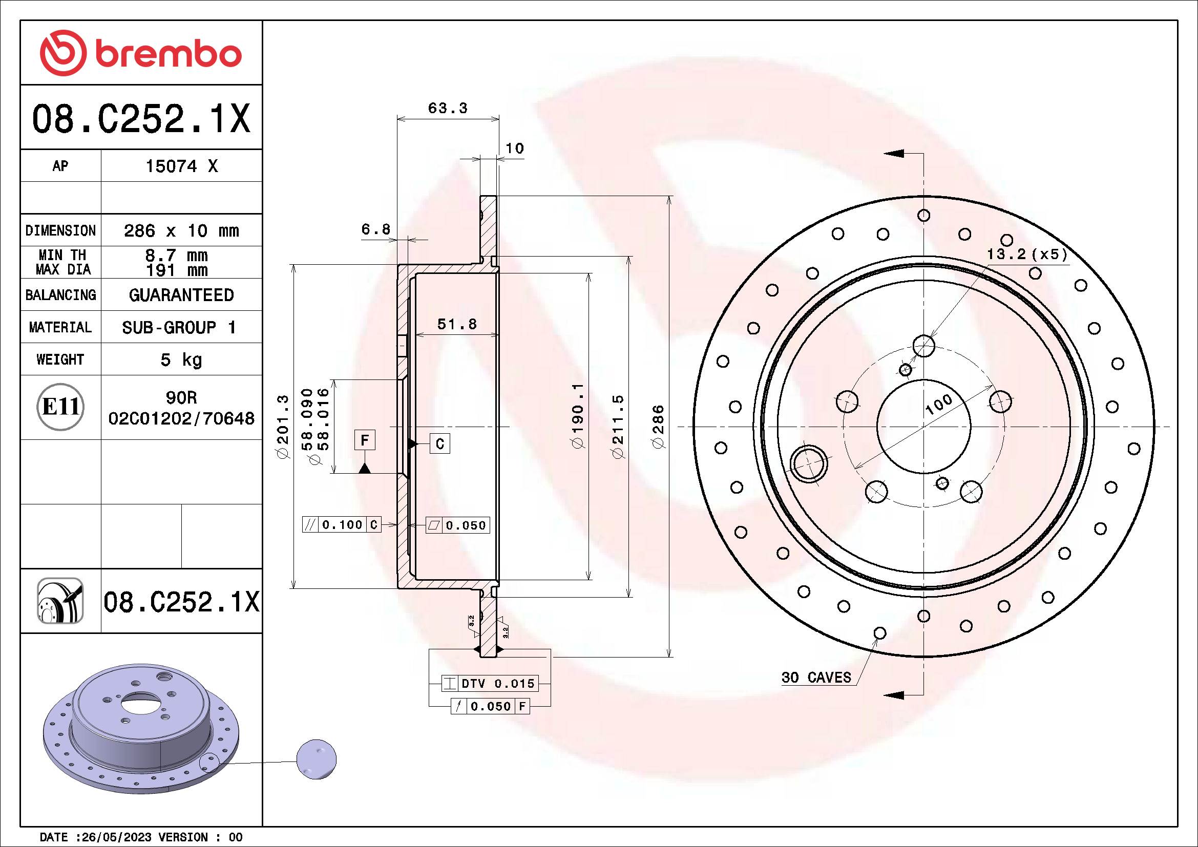 BREMBO 08.C252.1X XTRA LINE...