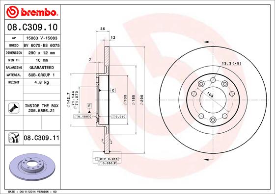 BREMBO 08.C309.11 PRIME...