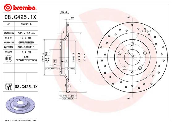 BREMBO 08.C425.1X Brzdový...