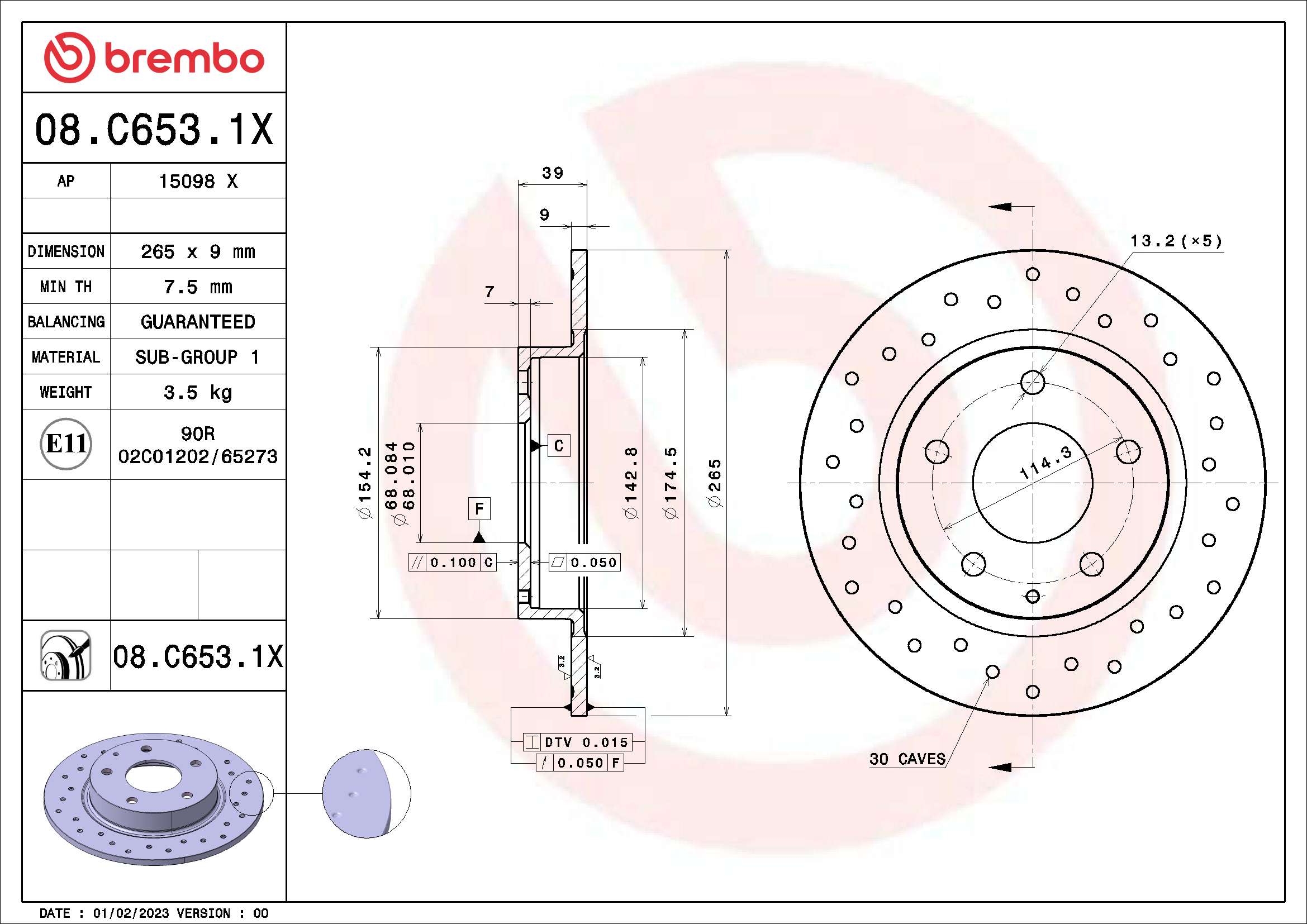 BREMBO 08.C653.1X XTRA LINE...