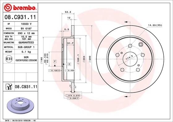 BREMBO 08.C931.11 Bremsscheibe