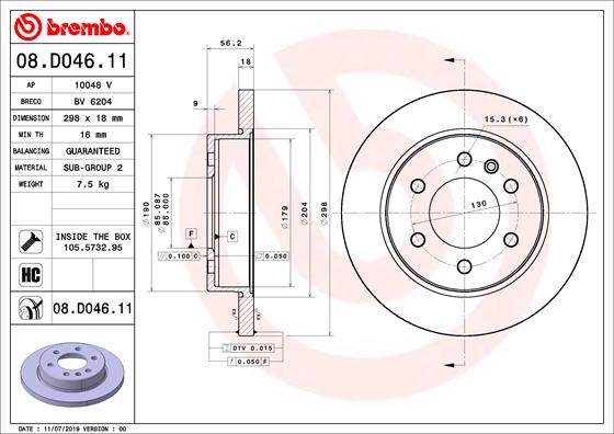 BREMBO 08.D046.11 féktárcsa