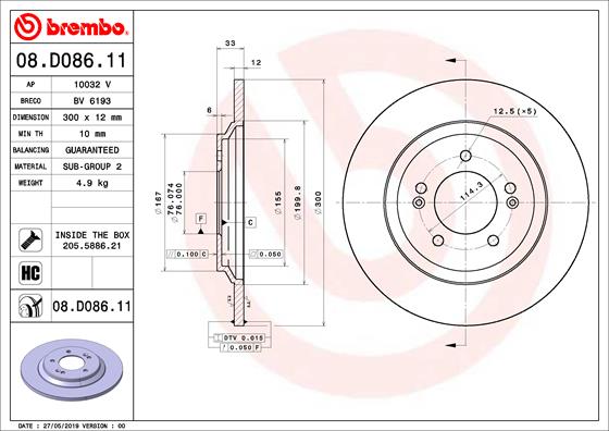 BREMBO 08.D086.11 Bremsscheibe