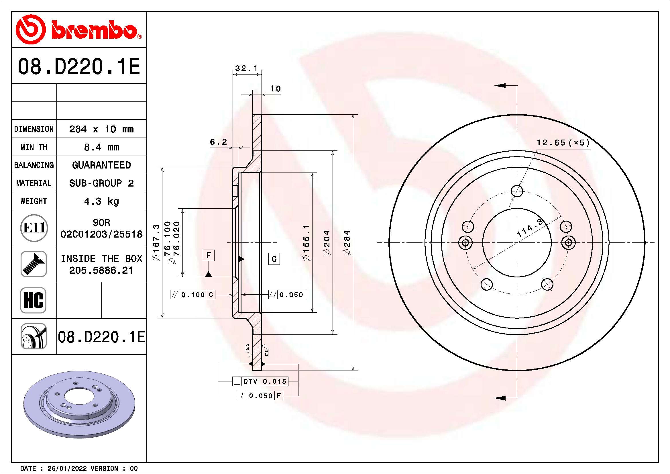 BREMBO KT 08 016 Kit freno,...